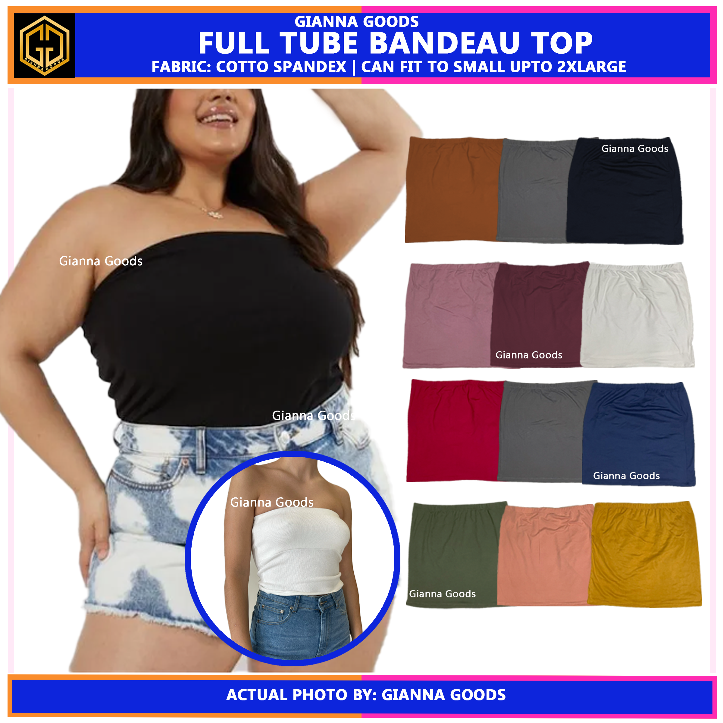 Plus Size Tube Crop Top Bandeau No Pad Small to 2XL Inner Top