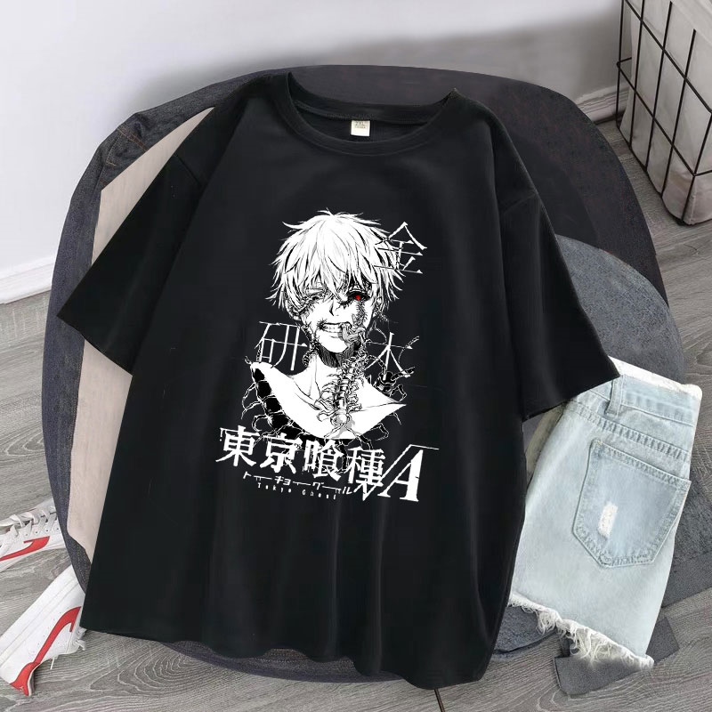 Anime japonês kaneki ken topos y2k tóquio ghoul camiseta feminina punk  harajuku dark cartoon tees streerwear S-2XL roupas femininas