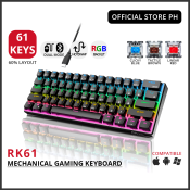RK61 Wireless Bluetooth Mechanical Keyboard, RGB, 61 Keys, Black