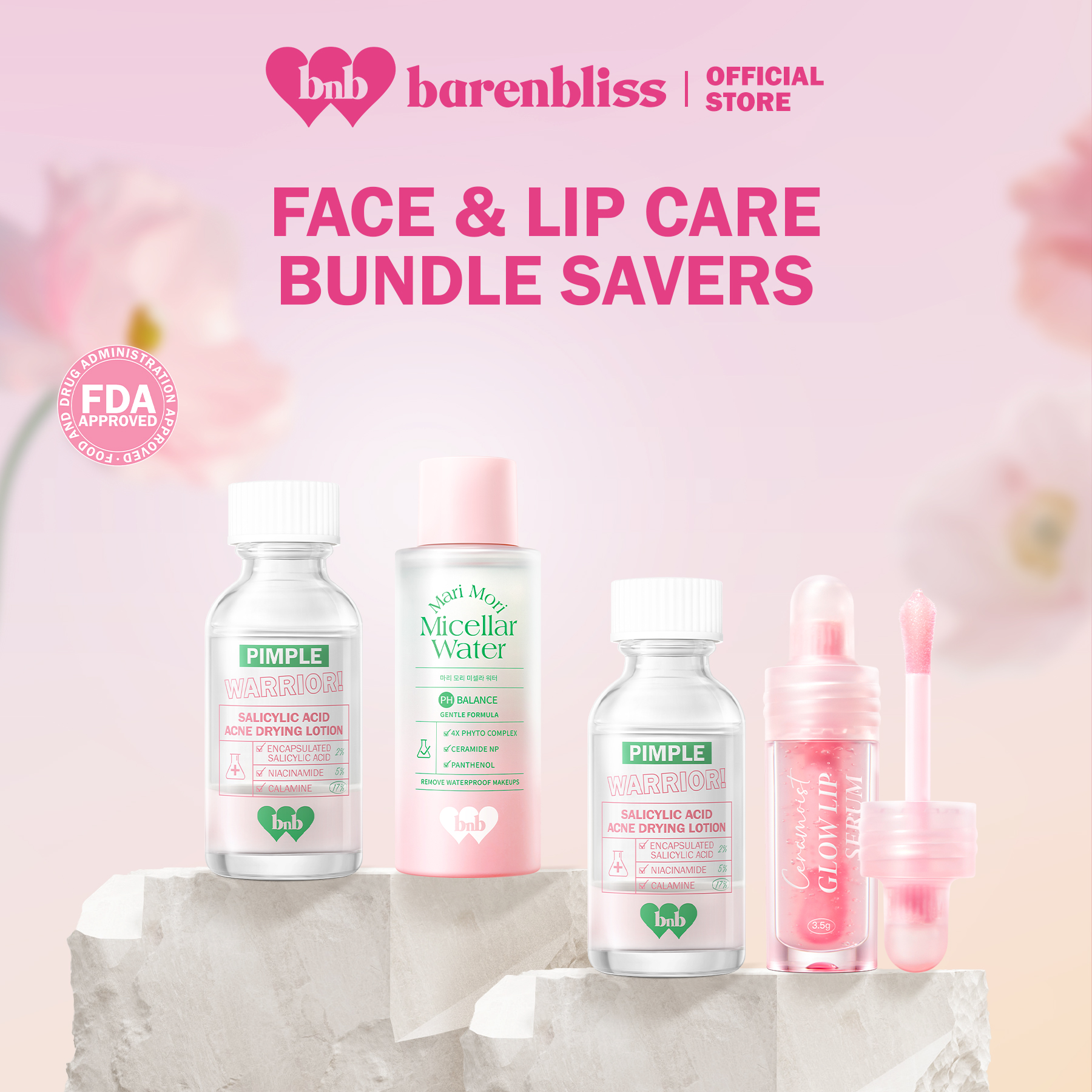 Discount on Barenbliss  shoes - SKU: Barenbliss Bnb Face & Lip Care | Pimple Warrior + Micellar Water | Pimple Warrior + Lip Serum