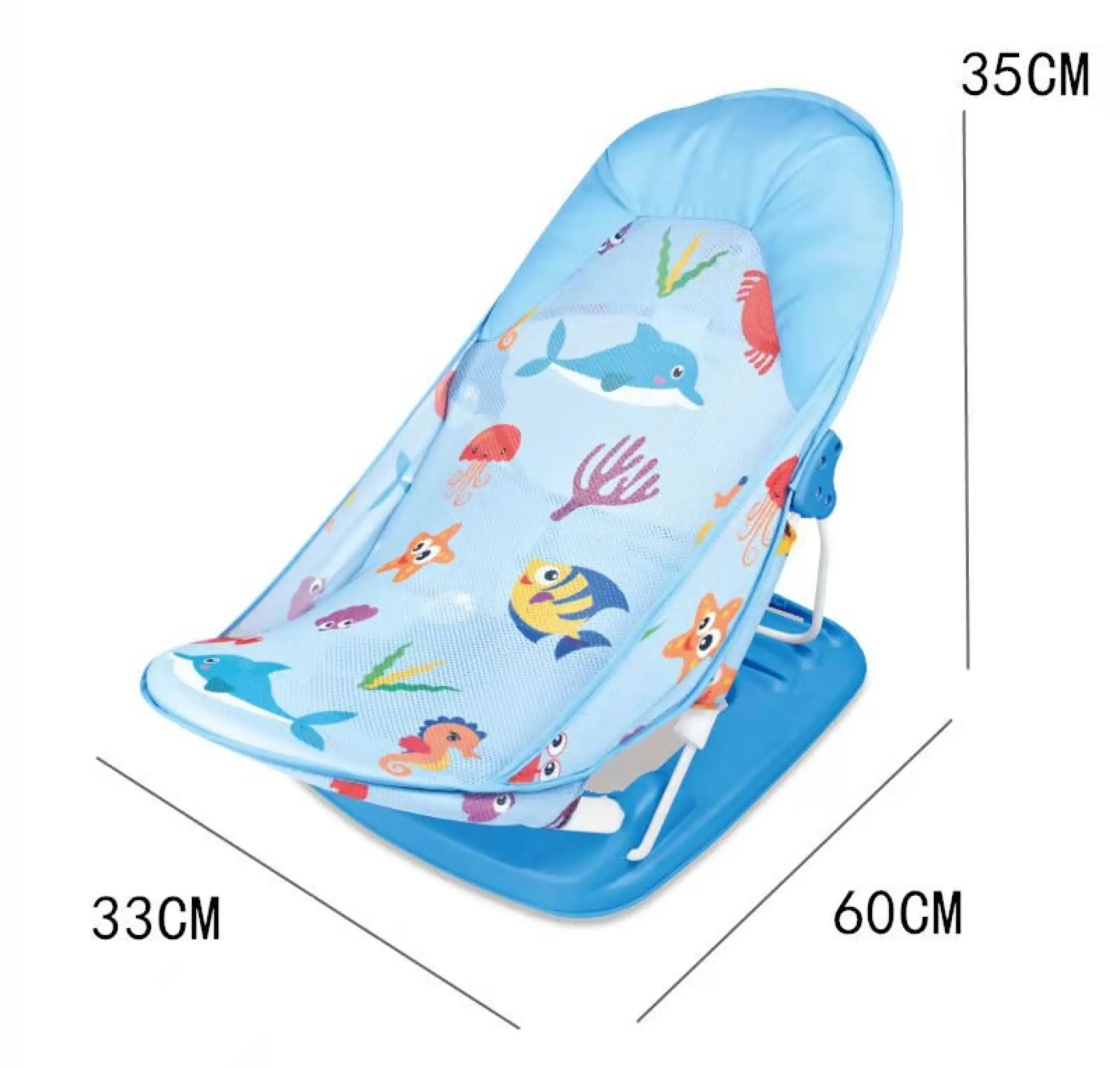Children Shower Net Bed Rack, Happy Life Portable Plastic Bathtub Blue