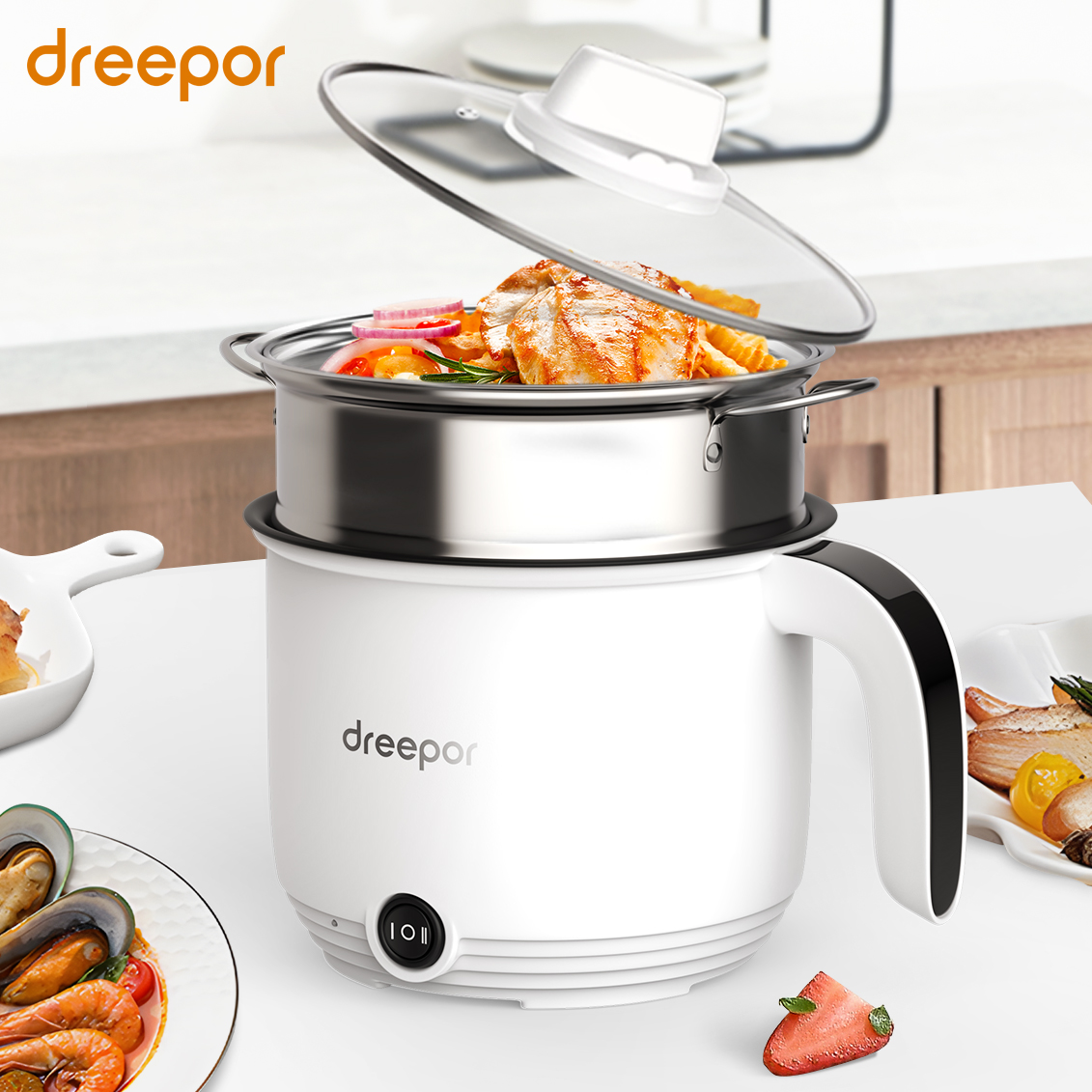  Electric Cooker Rice Cooker (1.8 liters / 300W / 220V) Home  Insulation Function Quality Inner Pot Spoon Steamer Mini Heart-Shaped  Dormitory Small Appliances Can Accommodate Up to 2 People (B) 