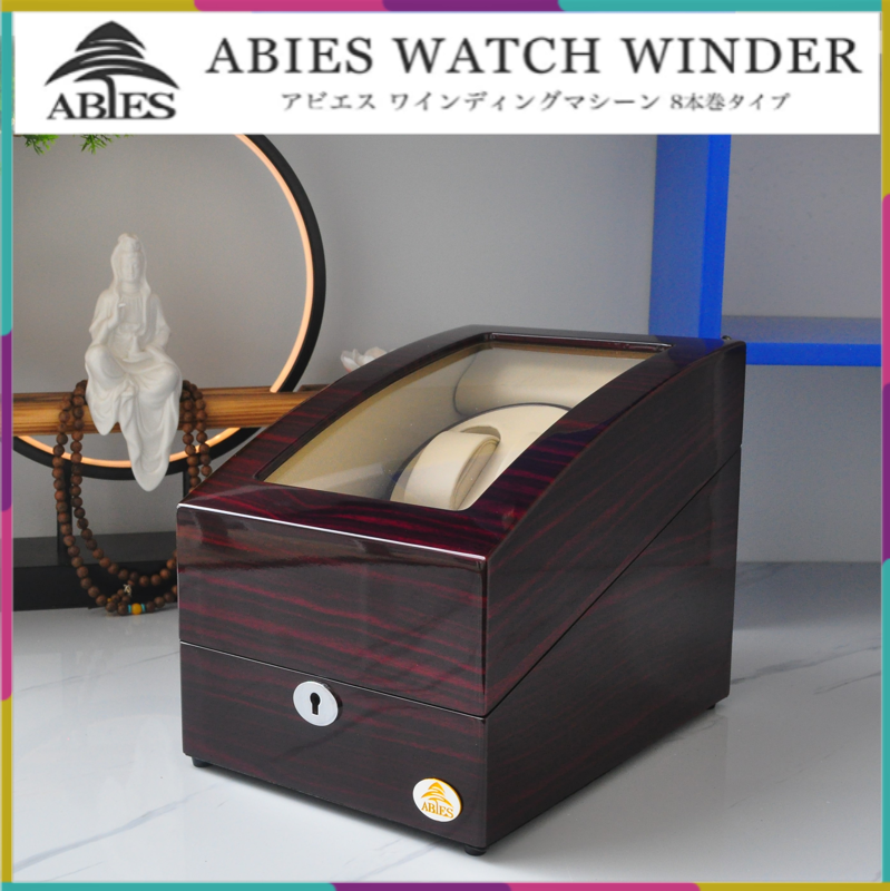 ABIES - NHẬT Hộp xoay đồng hồ cơ 2 xoay 3 tĩnh tổng hợp 4 mẫu - đen