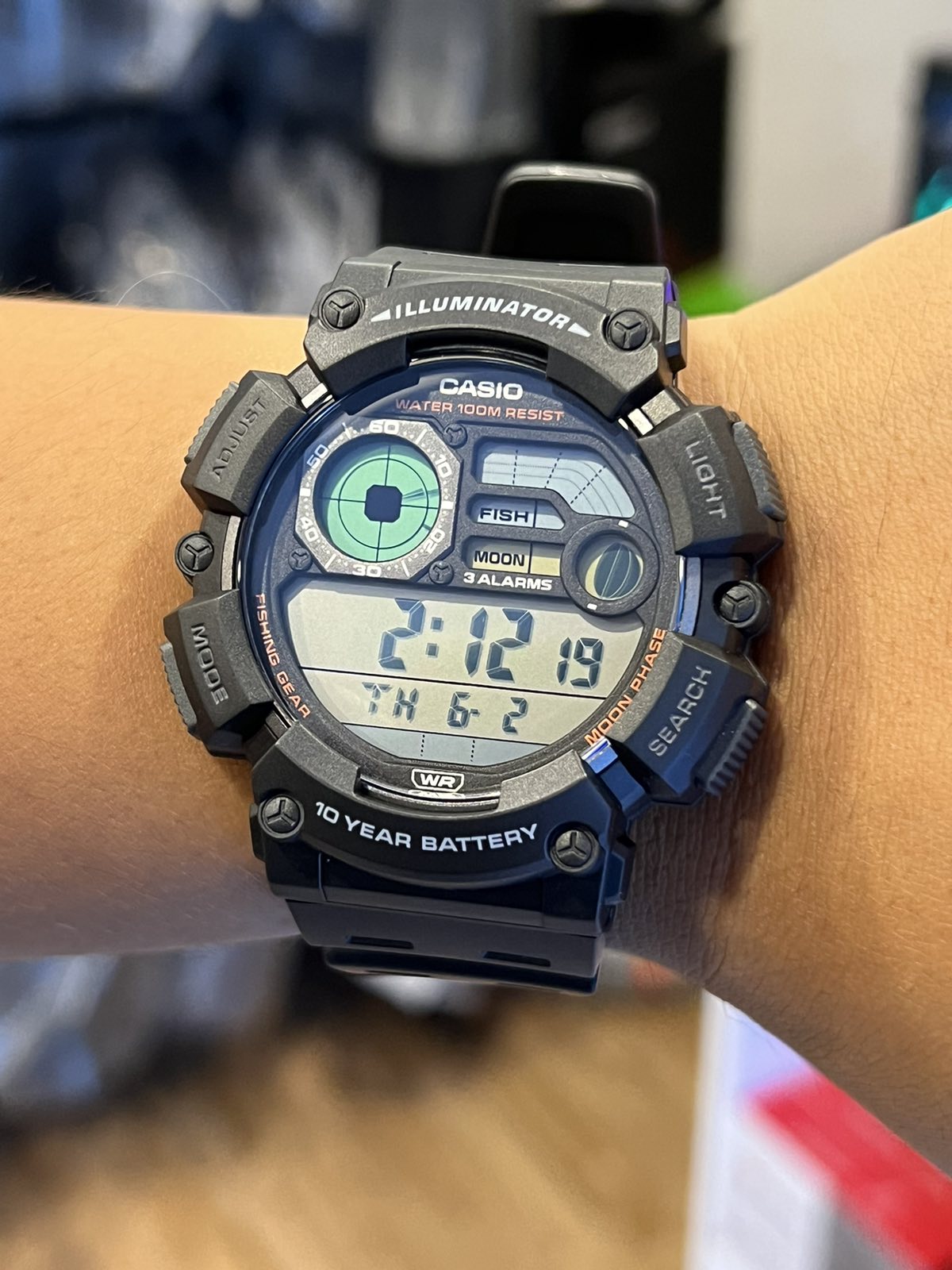 Casio Men WS-1500H-1A WS1500H-1A Digital Fishing Gear Watch Black Resin  Band [READY STOCK]