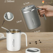 Stainless Steel Travel Mug with Handle and Lid, 500ml
