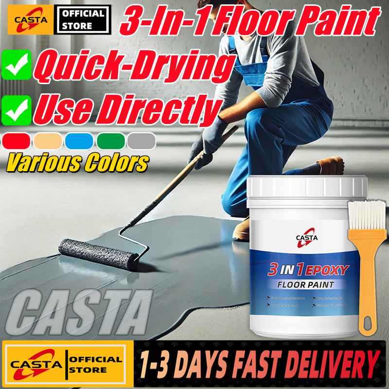 👉1KG👉3 In 1 Water-Based Epoxy Floor Paint, Wear-Resistant Waterproof, Self-Leveling Cement Floor Paint, Floor Paint, Indoor And Outdoor Home Use