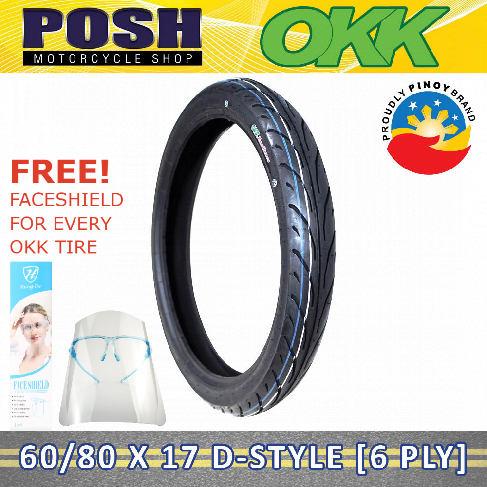 60/80 X 17 OKK Motorcycle Tire      - Tube Type