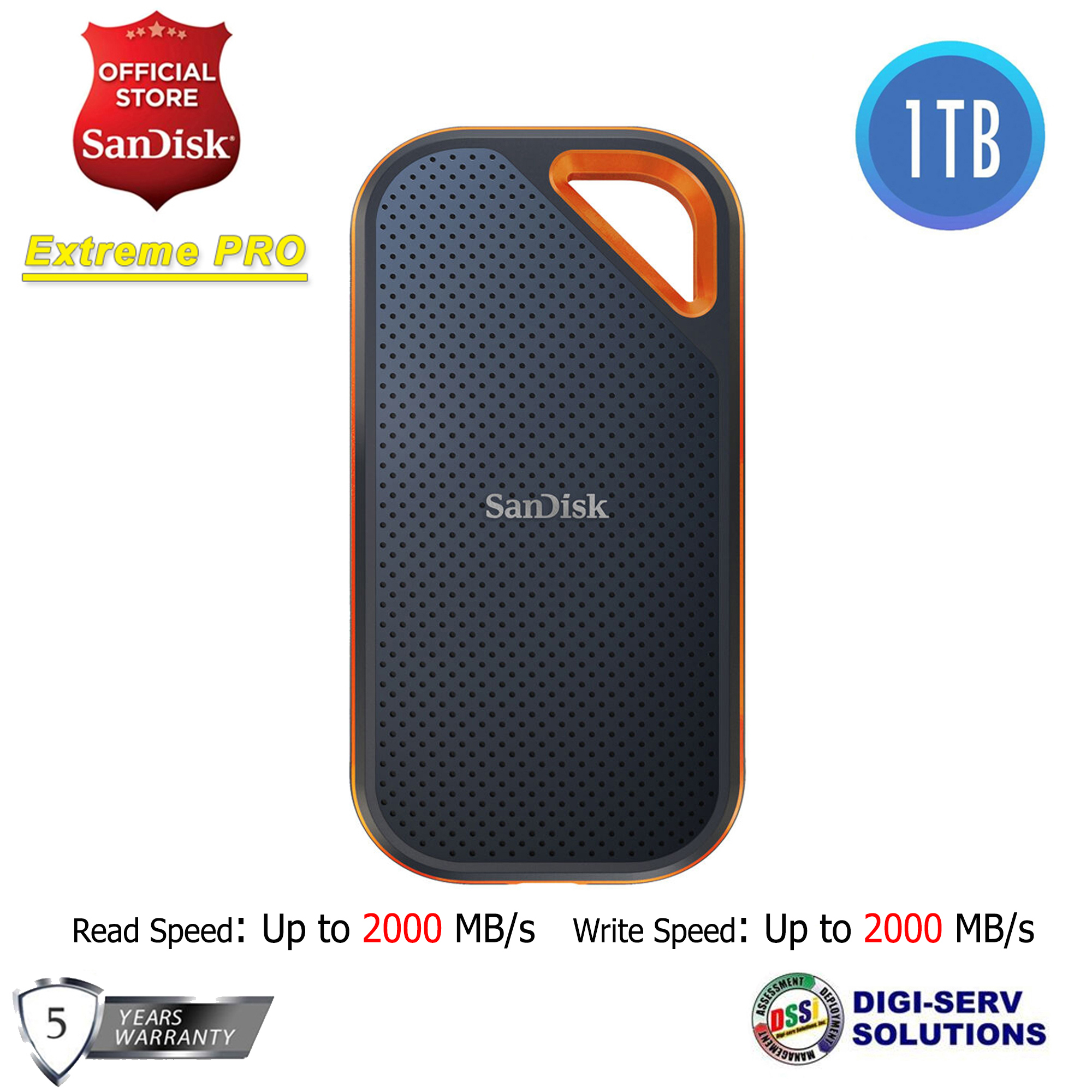 SanDisk Extreme 2TB Portable SSD V2 (SDSSDE61) with Up to