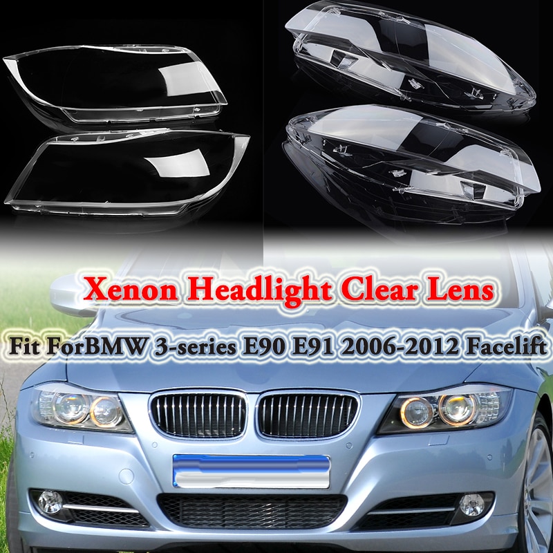 KKmoon One Pair of Headlight Clear Cover Right Side Headlamp Lense Front Headlamp Lens Replacemnt for BMW 3Series E90 E91 2005-2008 