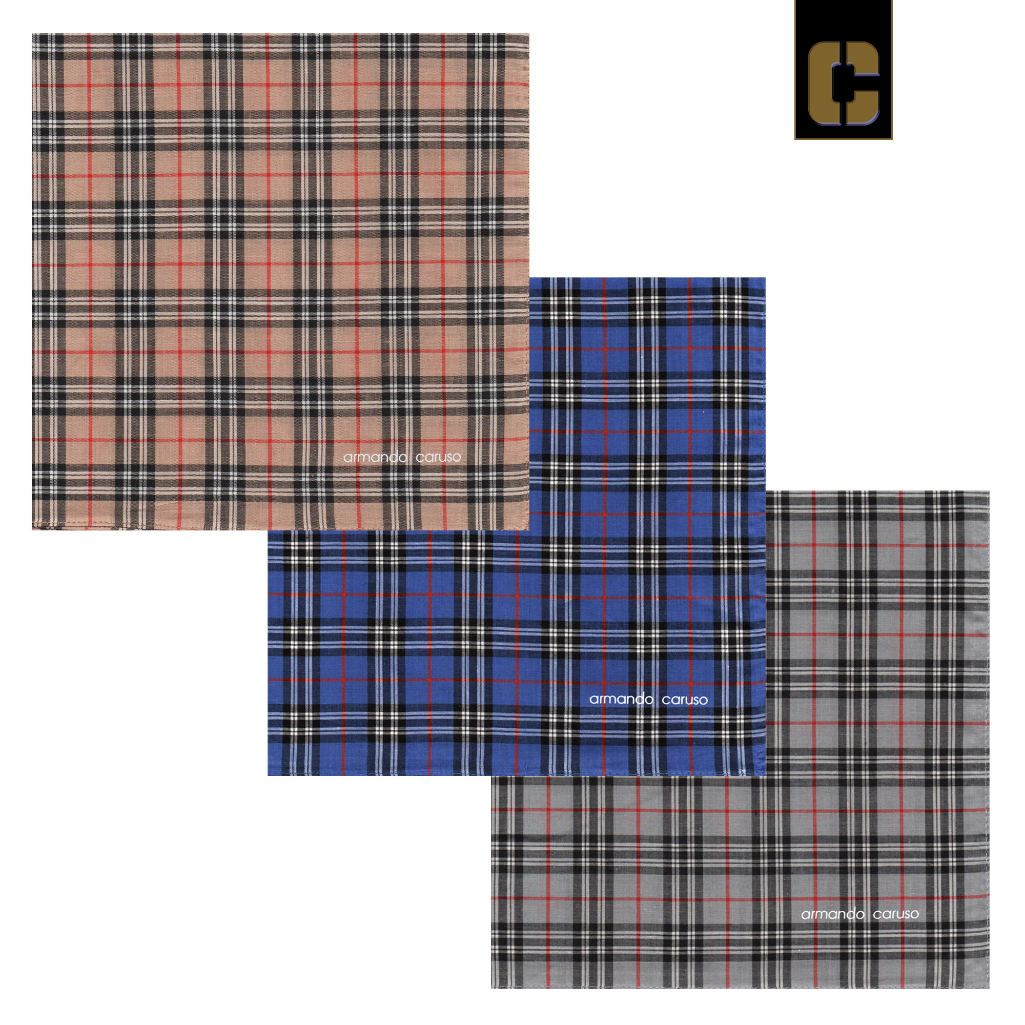 Armando Caruso Men s Fine Fabric Checkered Handkerchiefs 18