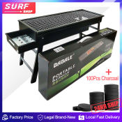 Surf Portable Folding Charcoal BBQ Grill - Stainless Steel