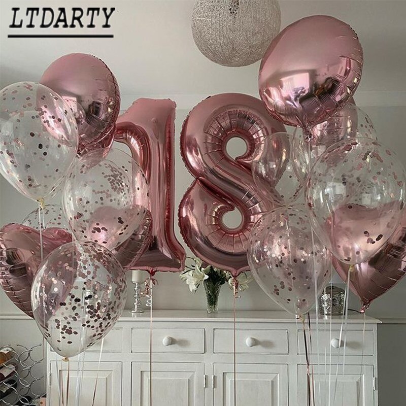 2pcs/lot 32 40inch Rose Gold Number 24 Foil Balloons Happy