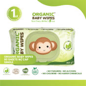 Organic Baby Wipes 80's with CAP SINGLE