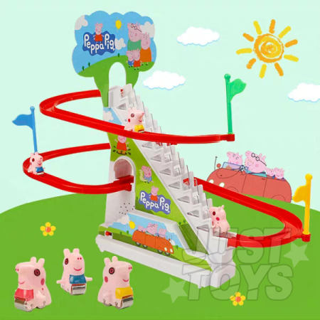 Peppa Pig Toy climbing stairs slide electric track set