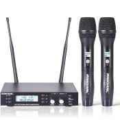 Dual UHF Wireless Microphone System for Karaoke & Vlogging