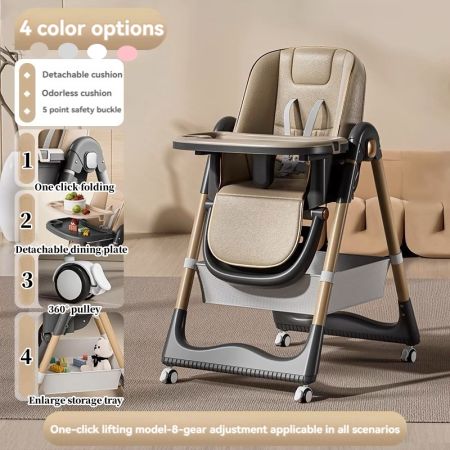 Adjustable Baby High Chair - Removable & Foldable Booster Seat