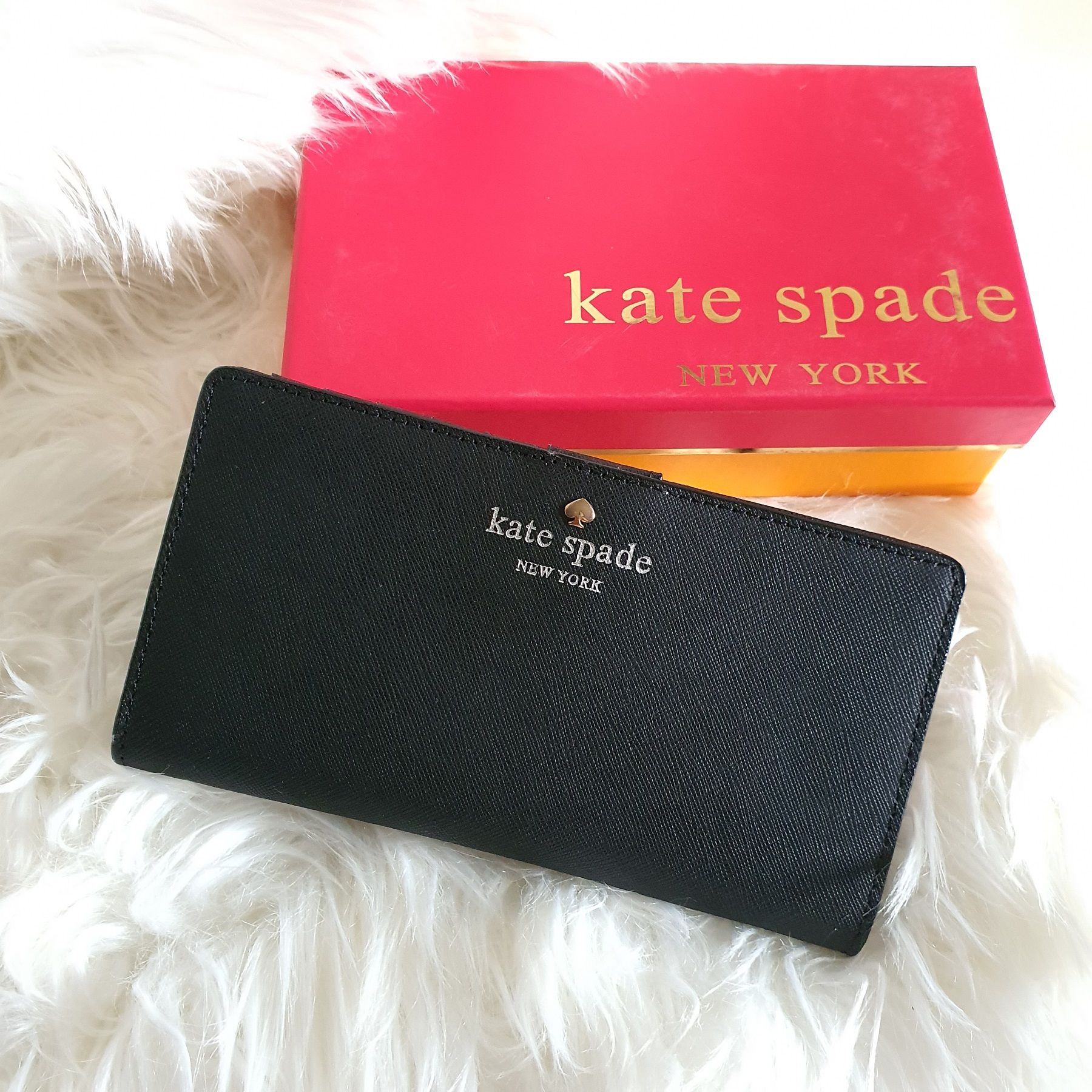 Kate Spade Cedar Street Stacey Long Snap Wallet Leather - Black | Lazada PH