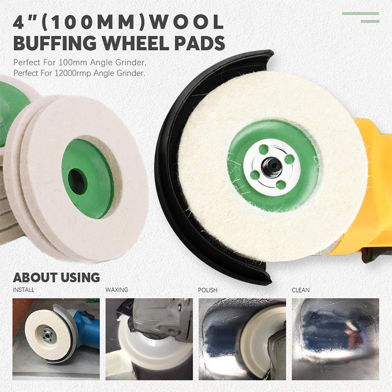 3PCS Wool Polishing Wheel Buffing Pads 4 Inch 100mm Angle Grinder Wheel Polisher Disc Felt Polishing Discs Pads Set I134165978
