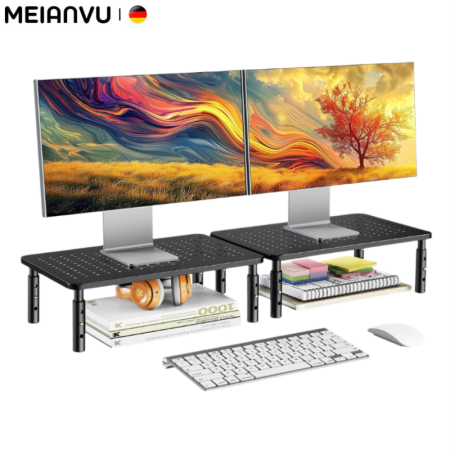 MEIANVU Adjustable Monitor Stand with Under-Desk Storage