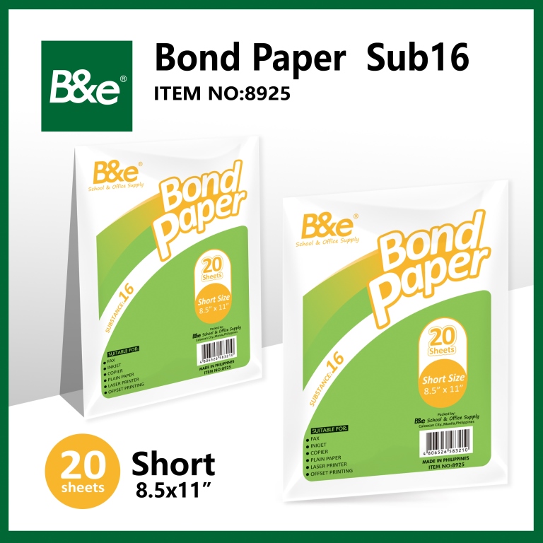 bnesos B&e Bond Paper 16 50gsm - Short Pack