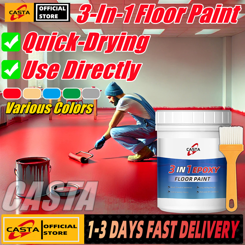 👉1KG👉3 In 1 Water-Based Epoxy Floor Paint, Wear-Resistant Waterproof Floor Paint, Warehouse Workshop Garage Cement Floor Paint, Home Use Resin Paint - Philippines