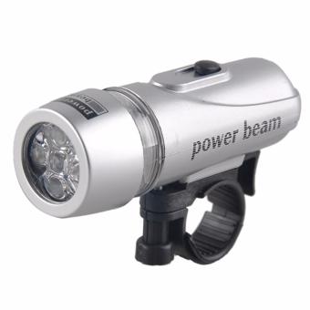 Bike Bicycle 5 Led Power Beam Front Head Light Headlight Torch Lamp Black Silver Other Bike Components Parts