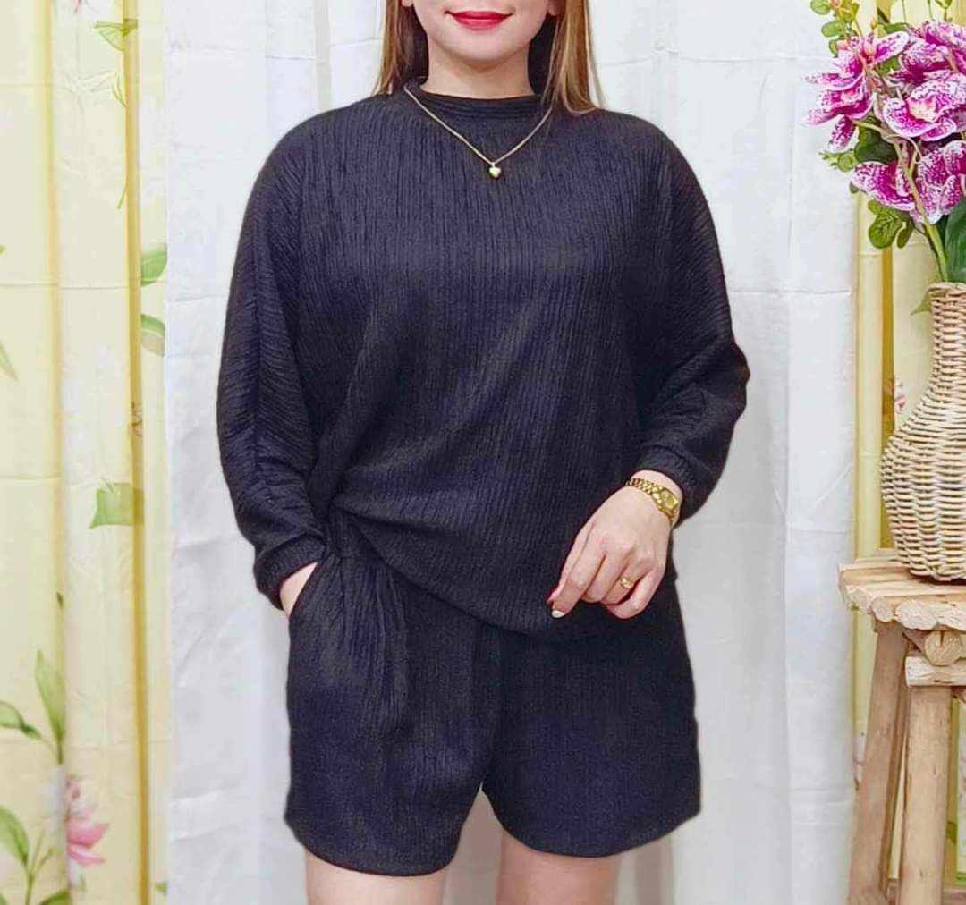 UPSIZE BARK CREPE TERNO LONGSLEEVE SHORT UP TO 3XL - Image 3