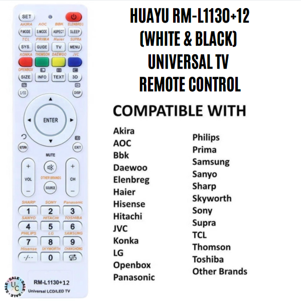 Télécommande universelle TV LCD RM-L1130+8 RM-L1130+12 RM-L1130+X