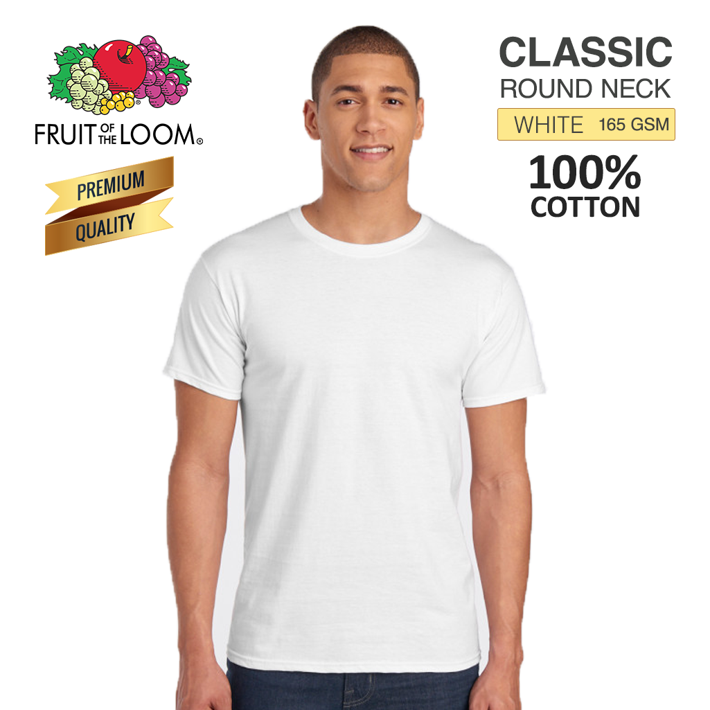 MENS Quality ROUND NECK Plain T-SHIRT Fruit Of The Loom ORIGINAL 100% Cotton*