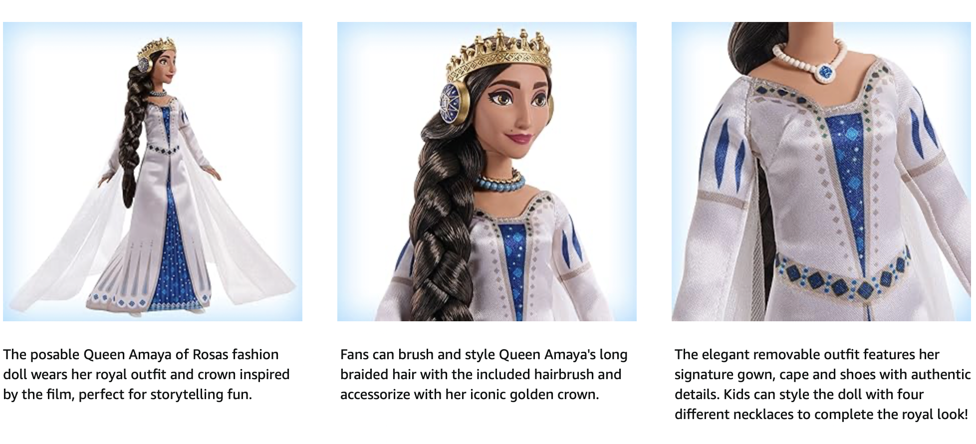 Mattel Disney Wish Queen Amaya of Rosas Fashion Doll, Posable Doll in  Removable Outfit & Shoes with Accessories