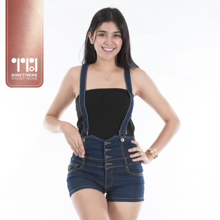 99.9 Classic High Waist Denim Jumper Shorts for Women