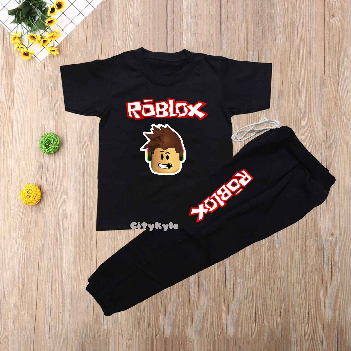 7COLORS ROBLOX GAME GAMER TSHIRT & PANTS TERNO KIDS 1-10 YEARS OLD BOYS  GIRL UNISEX TOP & JOGGER PANTS SET TSHIRT JOGGING PANTS 2 IN 1 GIFT SET  OUTFIT ANIME CARTOONS CLOTHING