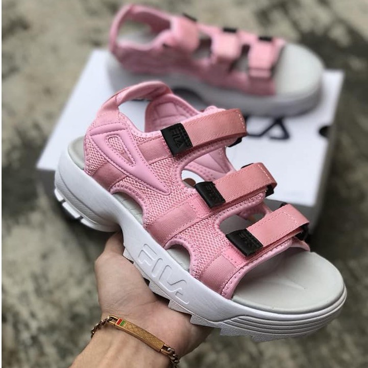 Pink fila 2024 disruptor sandals