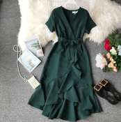 Emerald Green Short Sleeves Marie Dress - Elegant and Trending