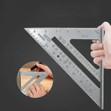 Local SELLER!!!7'' Aluminum Alloy Triangle Ruler， Angle Protractor Speed Metric Square Measuring Ruler For Building Framing Woodwork Tools