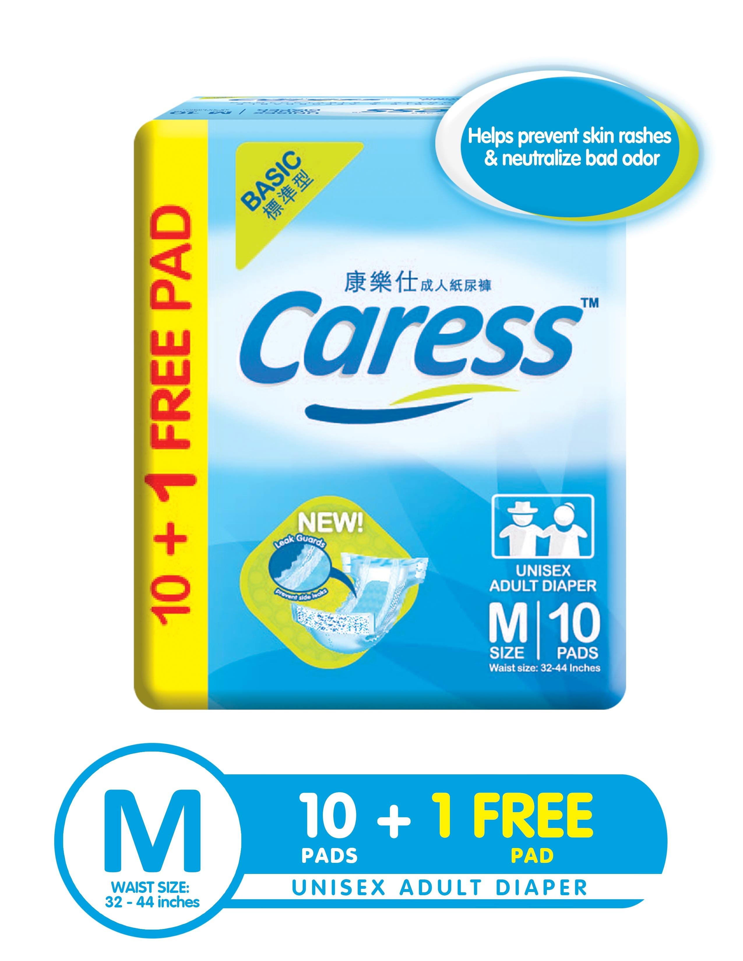 Caress Basic Adult Diaper Medium - 1 Pack of 10 Pads