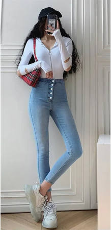 High Waist Skinny Jeans for Women by RT Fashion