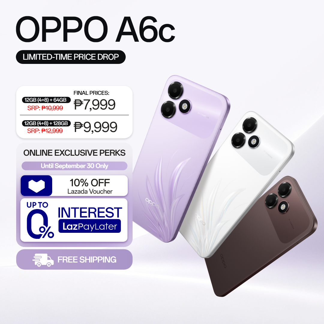 [ONLINE EXCLUSIVE] OPPO A6c 12GB (4+8) + 128GB / 6 Years Durable 7000mAh Large Battery / Flagship Stylish Design / 120Hz Ultra Bright Display / IP64 Water and Dust Resistance / Reverse Wired Charging