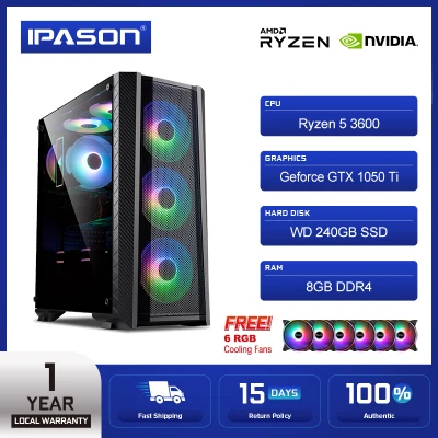 Ipason AMD Ryzen 5 3600 6 Core 3.6Ghz GTX 1050Ti 4G GT 1030 2G Graphics Card With 240G SSD 8G DDR4 2666Mhz Memory Gaming Desktop Computer (3)