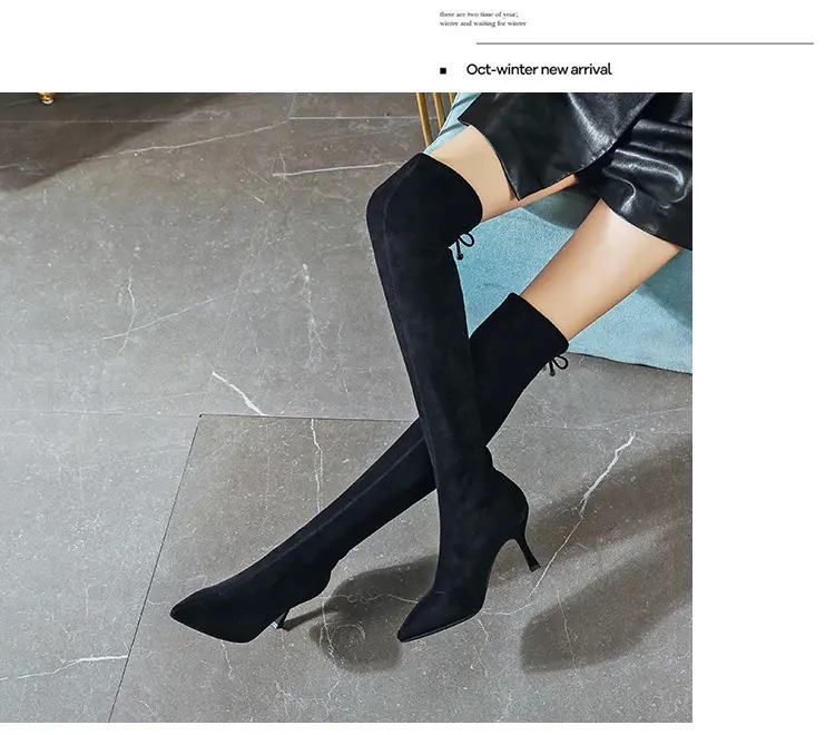 knee high boots thin heel