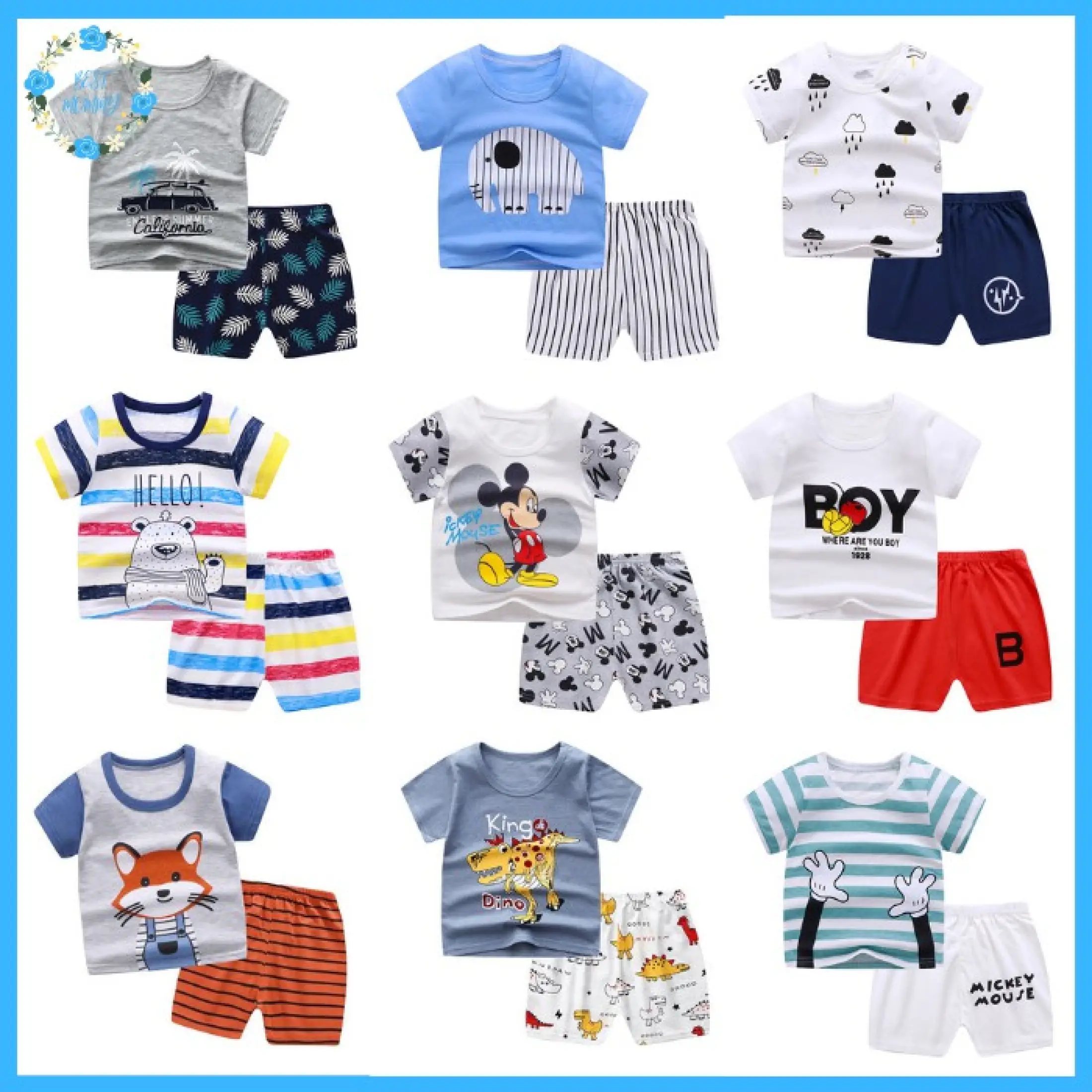 Bestmommy Korean Style Infant Baby Kids Terno Summer Outfits Boys Cartoon T Shirt Shorts Set Clothes Lazada Ph