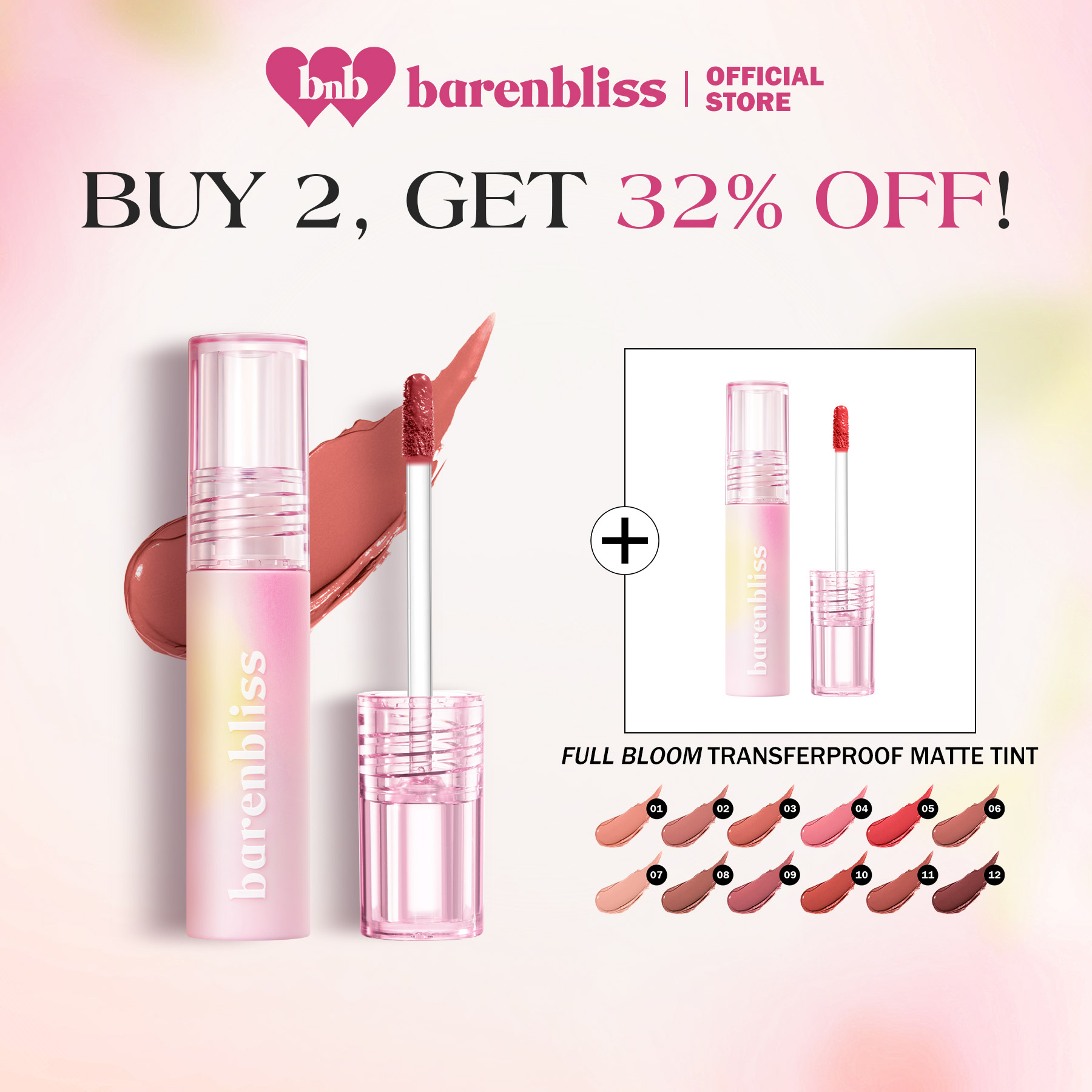 Discount on Barenbliss  shoes - SKU: [Buy 2 Get 32% Off] Barenbliss Bnb Full Bloom Transferproof Matte Tint
