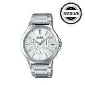 CASI0 V300D All Silver Stainless Steel Men's Chronograph Watch