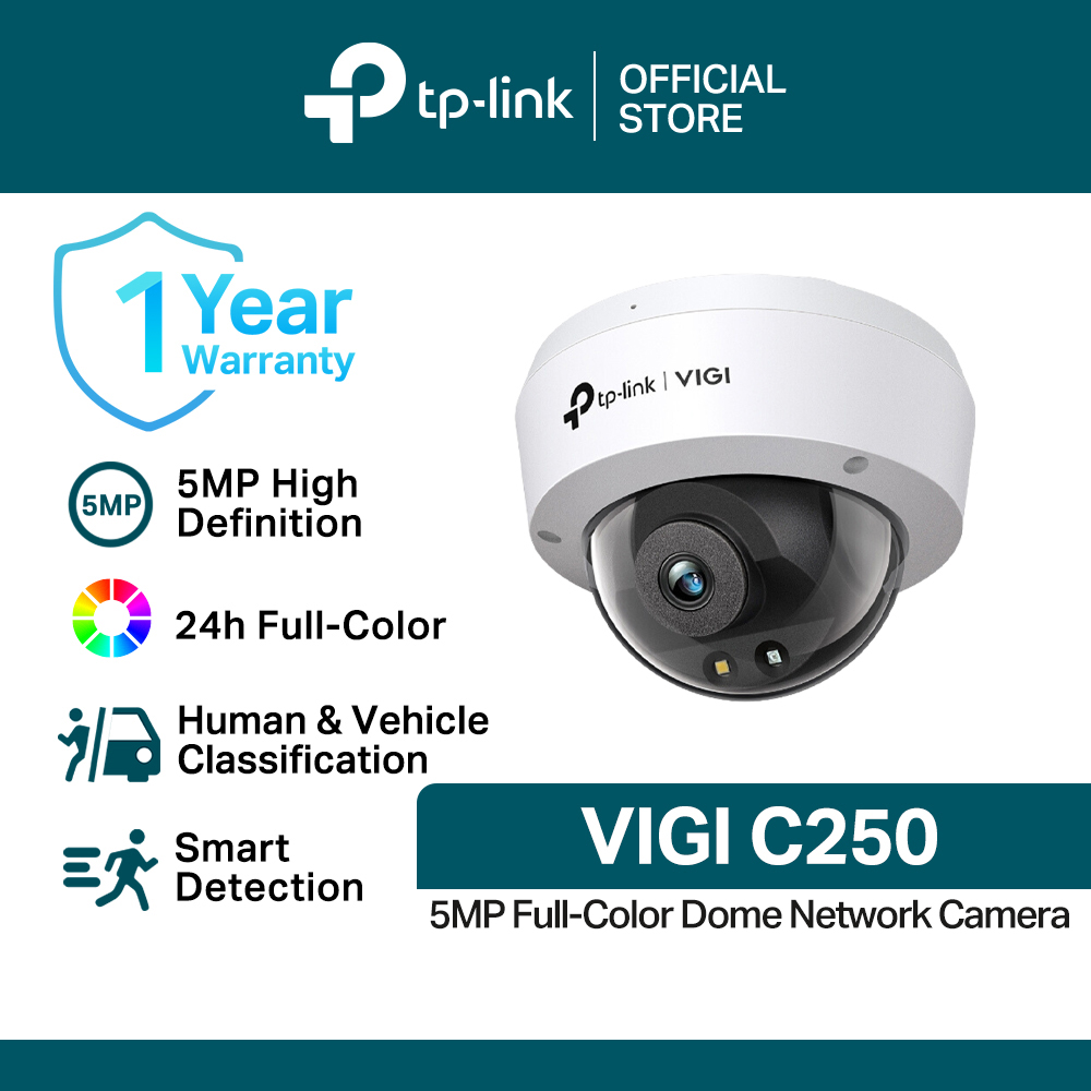 TP-Link Official Store / VIGI C250 / 5MP Full-Color Dome Home Security Network CCTV Camera Connect to Cellphone