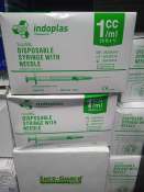 Indoplas 1cc/ML Disposable Syringe with Needle 25 G x 5/8"