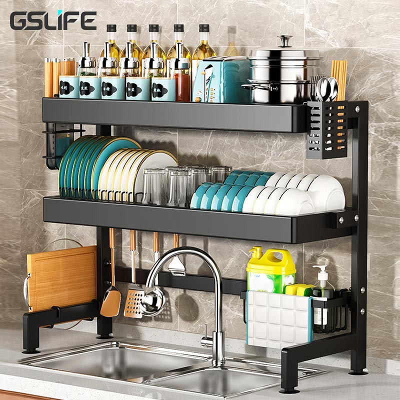 GSlife Dish Drying Rack for Kitchen Counter or in Sink - Small Dish Rack  for RV and Small Apartment Counter Top Space, Compact Dish Drainer with