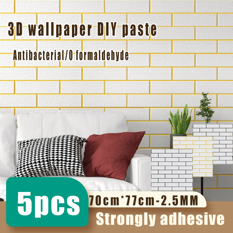 Black color Brick Wall Sticker Self Adhesive 70x77cm PE Foam Wallpaper  Antibacterial DIY Stone Brick Wall Decals For Living Room Kids Bedroom Self  Adhesive Home Decor