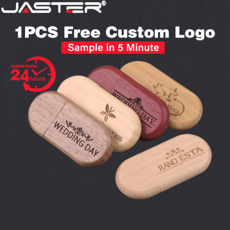 JASTER Custom Logo Wooden USB Flash Drives - 128GB & More