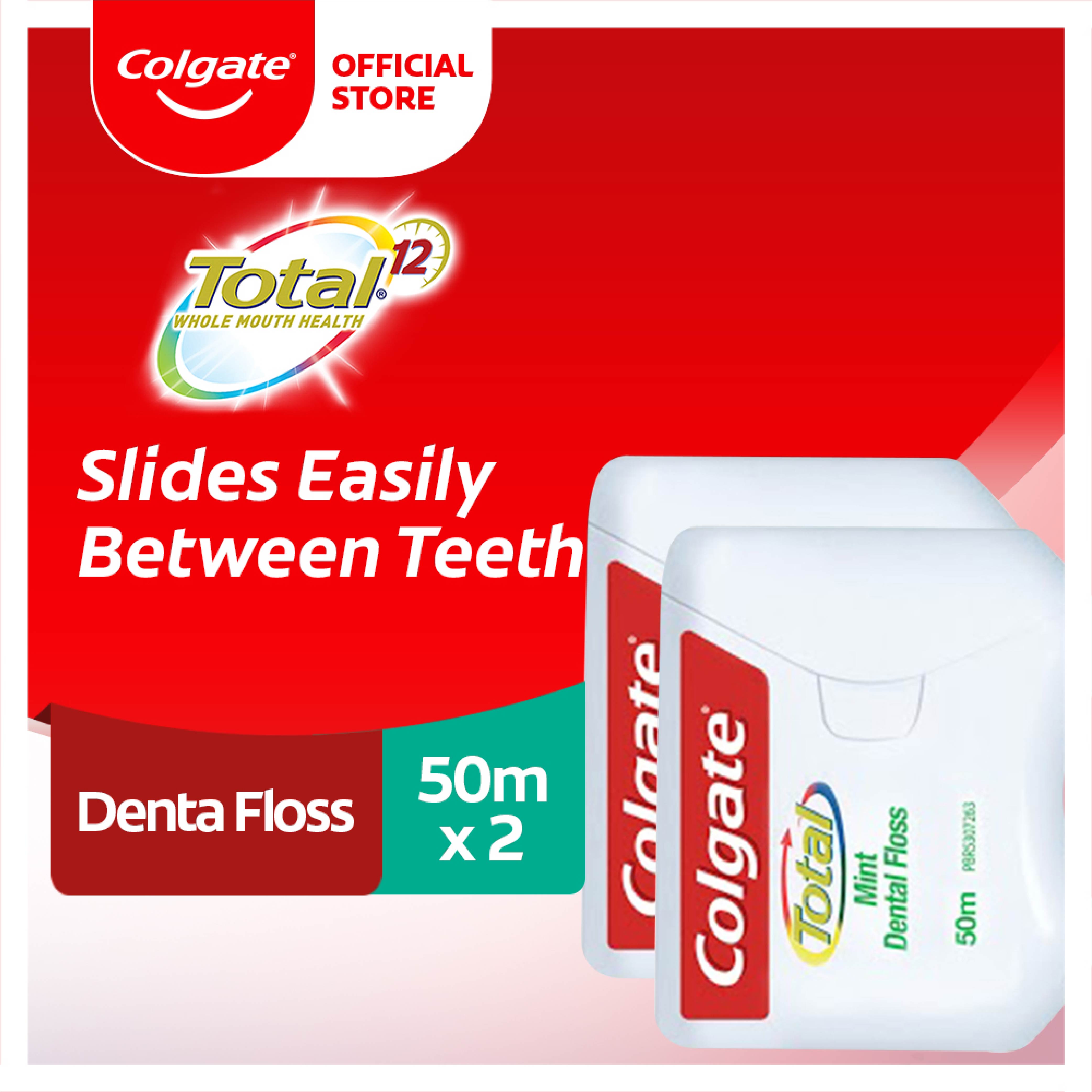 Lazada Philippines - Colgate Total Mint Dental Floss 50m, Pack of 2