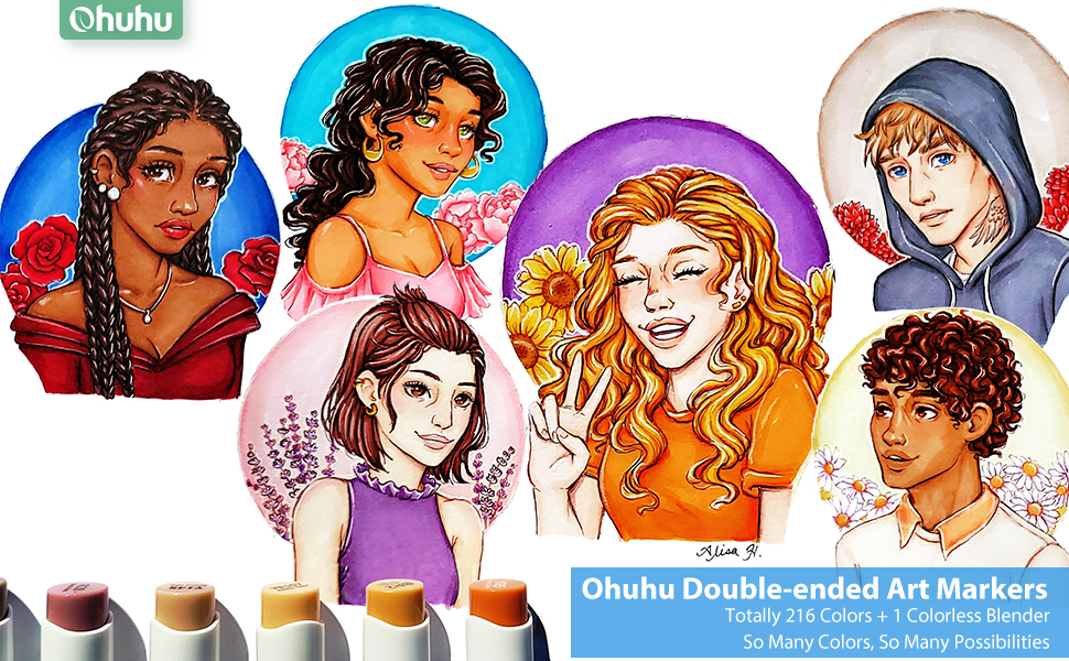 Ohuhu Oahu Series Alcohol Based 36 Skin Tone Colors plus Colorless